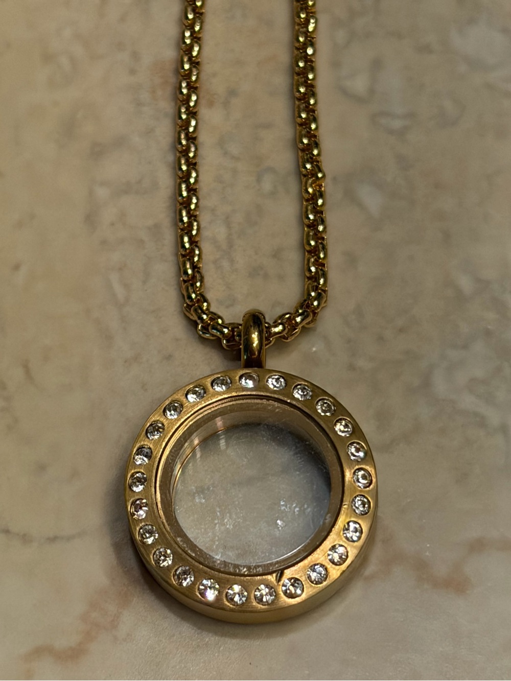 Origami Owl Gold Mini Living Locket Necklace with 32 Stones